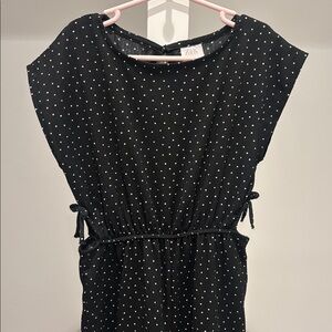 Zara Girls Elegant Black Crepe Polka Dot Jumpsuit